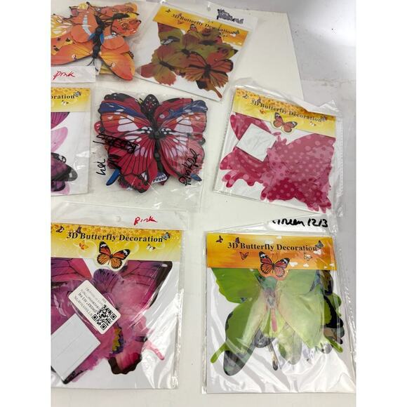 17 Pack NEW 3D Butterflies Wall Stickers Lot Bulk Various Colors Bright - Picture 11 of 16
